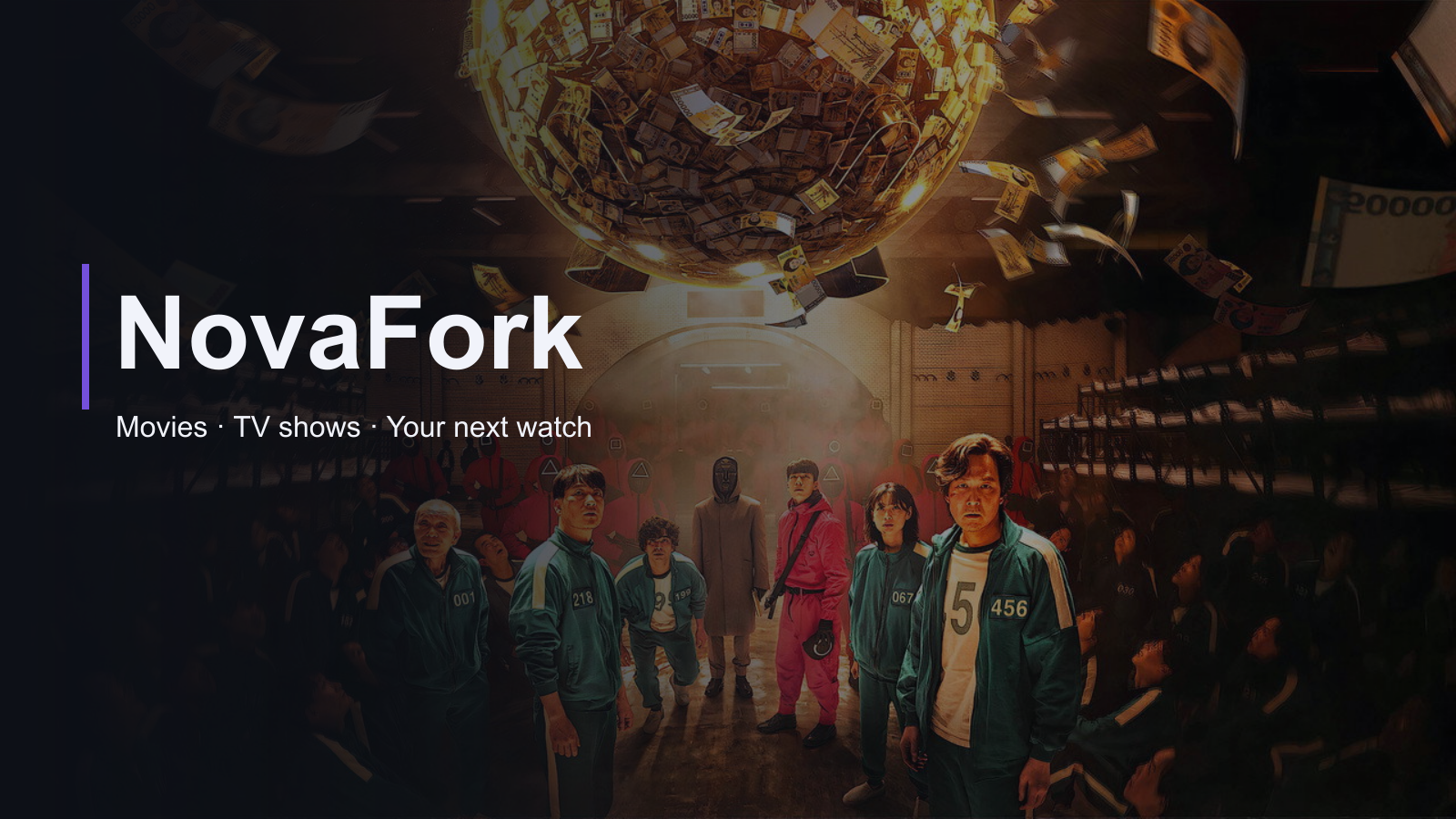 NovaFork movie and TV guide with Squid Game artwork